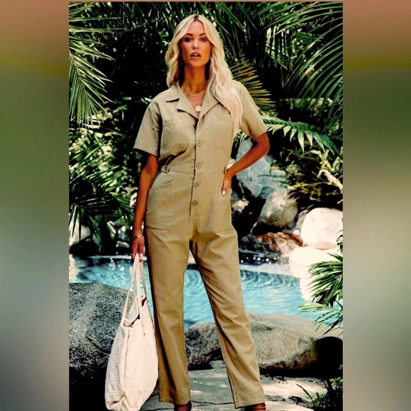 VICI DAXTER OLIVE utility/cargo style JUMPSUIT NEW, large original re: $96.00 - Picture 2 of 15
